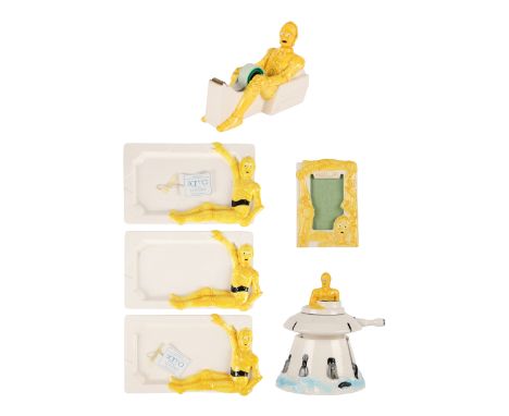 STAR WARS: VARIOUS PRODUCTIONS - Anthony Daniels Collection: Three Ceramic Pencil Trays, Tape Dispenser, Picture Frame and Ro