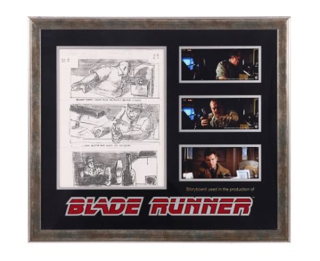 BLADE RUNNER (1982) - Geoff Hutchins Collection: Framed Storyboard SheetA framed storyboard sheet from the production of Ridl