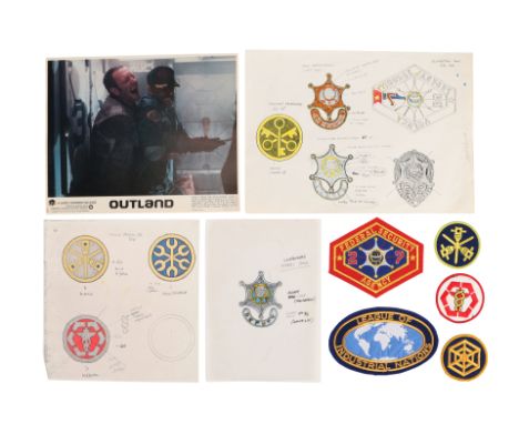 OUTLAND (1981) - Hand-drawn John Mollo Concepts for Deputy Badges and PatchesA collection of John Mollo concept designs for v