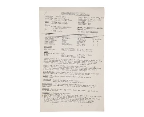 STAR WARS: A NEW HOPE (1977) - Anthony Daniels Collection: Tunisia Location Call SheetA Tunisia location call sheet from the 