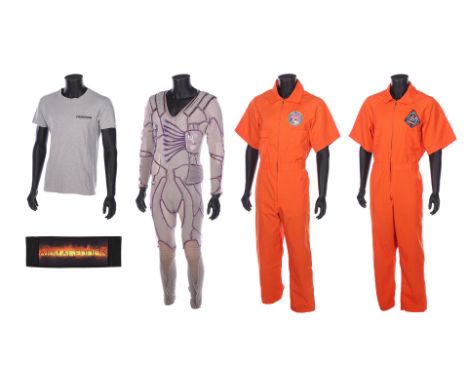 ARMAGEDDON (1998) - Rockhound's (Steve Buscemi) Coolsuit and Freedom Shuttle T-shirt, Cast Chair Back and Pair of Crew Covera