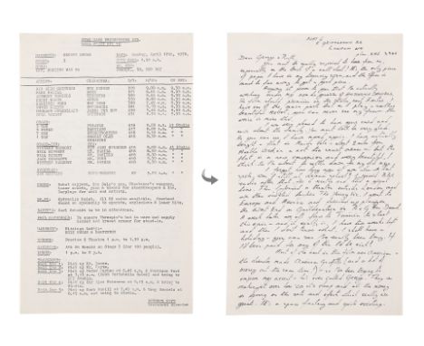 STAR WARS: A NEW HOPE (1977) - Anthony Daniels Collection: Call Sheet Featuring Handwritten Letter from Anthony DanielsA call