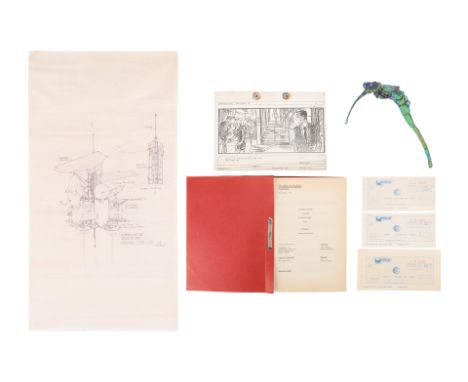 SUPERMAN (VARIOUS PRODUCTIONS) - Superman Shooting Script; Superman III Storyboards, Satellite Artwork and Three Prop Cheques