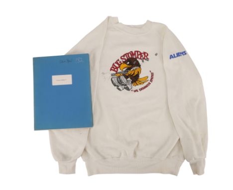 ALIENS (1986) - Final Draft Script and "Bug Stomper" Crew SweatshirtA final draft script and a "Bug Stomper" crew sweatshirt 