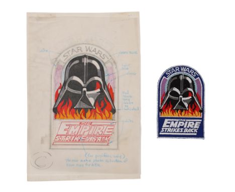 STAR WARS: THE EMPIRE STRIKES BACK (1980) - Hand-Drawn Ralph McQuarrie "Vader in Flames" Concept Sketch and Prototype Crew Pa