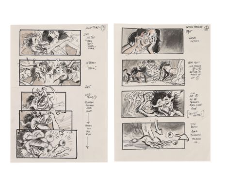 LABYRINTH (1986) - Hand-drawn Martin Asbury Storyboards for The Fireys and Sarah in Pencil and InkA set of storyboards hand-d