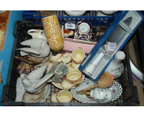 A quantity of miscellaneous small china items including Sylvac flower troughs and vases, Aynsley atomiser and bud vase, Wedgw