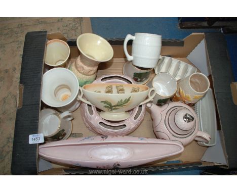 A quantity of Sylvac and Falcon ware flower troughs, tankard, toast rack, anniversary teapot, etc