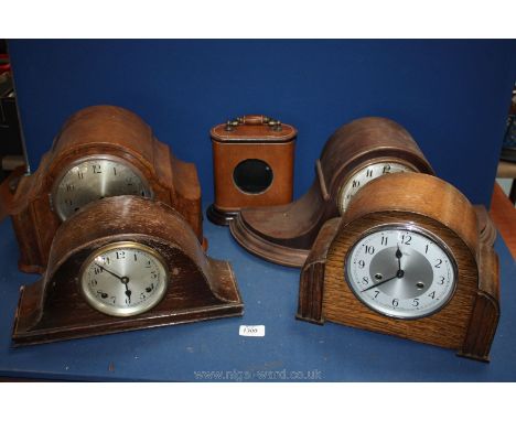 Four Mantle clocks and clock case