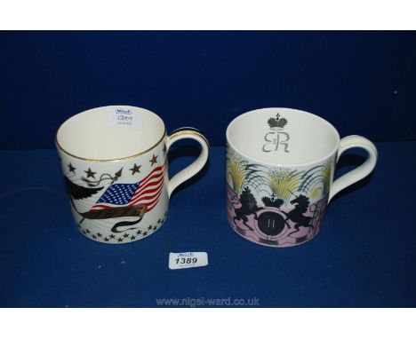 A Wedgwood 1953 commemorative Mug of the coronation and a Wedgwood bi-centennial commemorative Mug