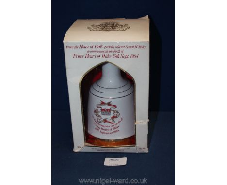 A Bell's Scotch Whiskey Commemorative Decanter to commemorate the birth of Prince Henry of Wales, 15th September 1984, decant