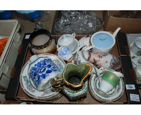 A large quantity of miscellaneous china including Churchill pattern samonite plates, bowls, etc; a Branksom teapot, etc