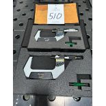 (2) Assorted Mitutoyo Carbide Tipped Coolant Proof Digital Micrometers