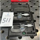 (2) Assorted Mitutoyo Carbide Tipped Coolant Proof Digital Micrometers