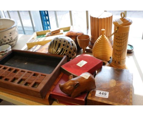 Collection of Treen items, mainly contemporary, including Pair of Bookends, Boxes in the form of Books, Hardwood Pen Box, etc