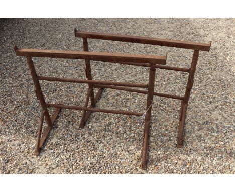 Pair of Vintage Iron Adjustable Trestles, 98cms wide 