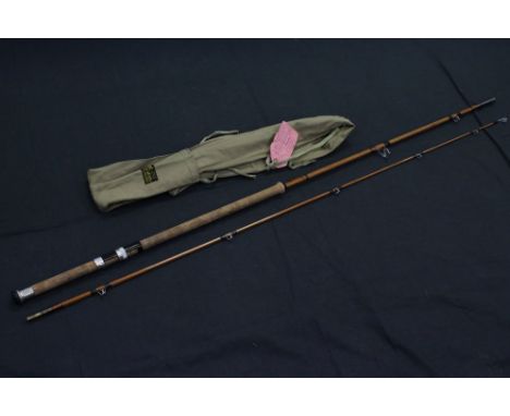 J S Sharpe - two piece 9' 3" split cane spinning rod #6355, in canvas bag 