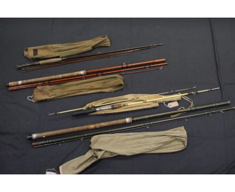 Turnbull Edinburgh - a rare greenheart 9' 10" three piece rod, with two spare tips plus adapping top, in vintage canvas bag f