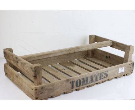 Original Vintage French Wooden Trug / Crate marked ' Tomates ', 60cms long 