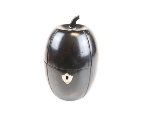 A Georgian style melon shaped fruitwood tea caddy 