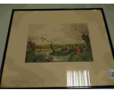 19th century Hogarth framed Hunters and Hounds picture portrait &amp; an antique duck shooting engraving 