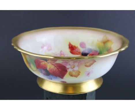 Kitty Blake 20th century Royal Worcester bowl with Blackberry and Brier decoration, puce mark to underside. 