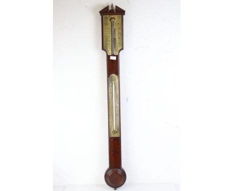 An antique 19th century mahogany Lincoln stick barometer. 