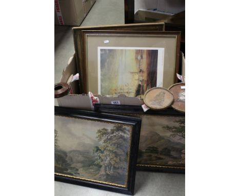 A pair of 19th century Continental watercolours figures in a rural landscapes A 19th century watercolour of The Indiaman ship