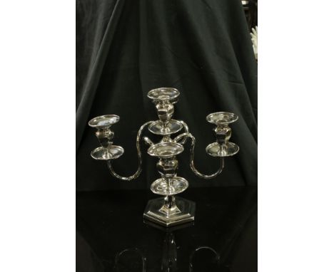 Silver Plated Five Branch Candelabra, 30cms high 