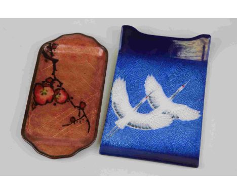 Two decorative enamel oriental pin trays. 