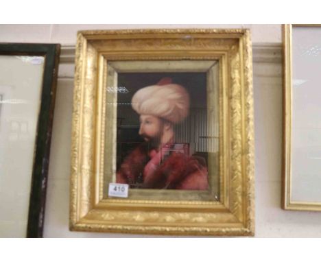 Gilt framed oil painting, portrait of a Sultan 