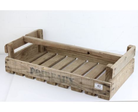 Original Vintage French Wooden Trug / Crate marked ' Poireaux ' (leeks), 60cms long 