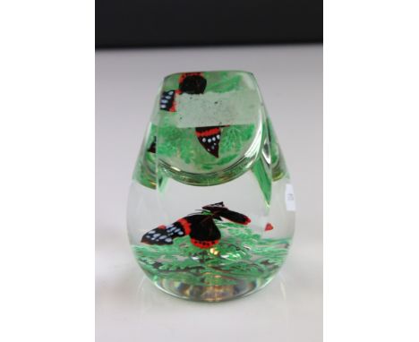 A Caithness glass limited edition butterfly paperweight 34/100 etched to underside Red Admiral Caithness Scotland 