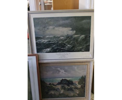 Mario Pinetti (French born 1912) Mid 20th century Oil Painting on Canvas of a Coastal Scene titled ' Ile D'Oleron ' 54cms x 4