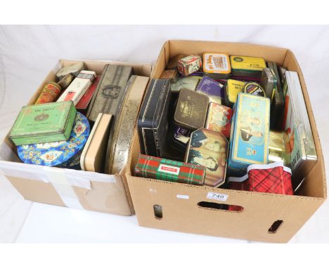 A large collection of vintage advertising tin boxes to include Tobacco tins and sweet tins. 