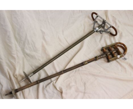 Early 20th century Bamboo and Brass Shooting Stick together with another Shooting Stick 