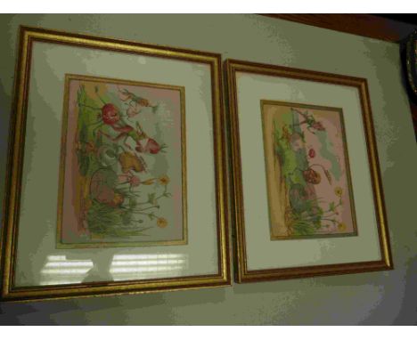 George E Hobbs, a pair of vintage children's book illustration prints, Vegeman &amp; The Brownies 