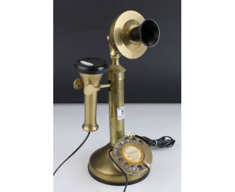 Replica G.E.C Brass Stick Telephone, 33cms high 