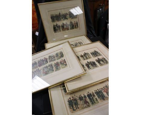 Set of Five Framed and Glazed R Knotel German Military Coloured Prints of 19th century Soldiers, 27cms x 22cms, framed and Gl
