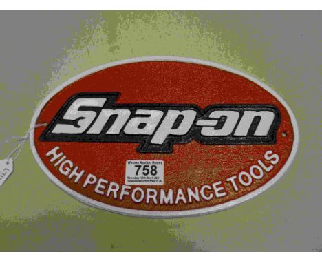 Cast iron sign marked Snap On High Performance Tools 