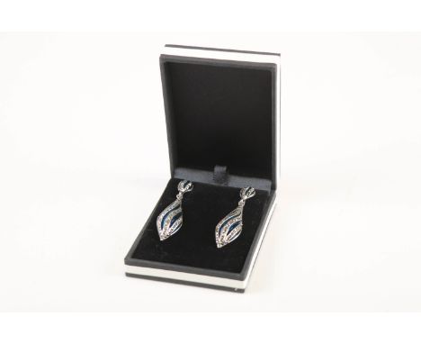A pair of silver marcasite and enamel drop earrings 
