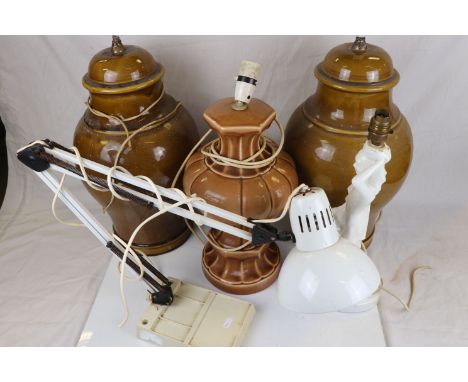 A group of five lamps to include a vintage angle poise example. 