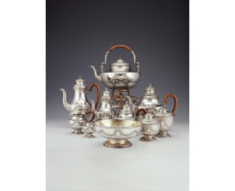 Y A German silver ten piece tea and coffee service by Johann Wagner & Sohn, Berlin, pre and post 1884 .925 standard, circa 18