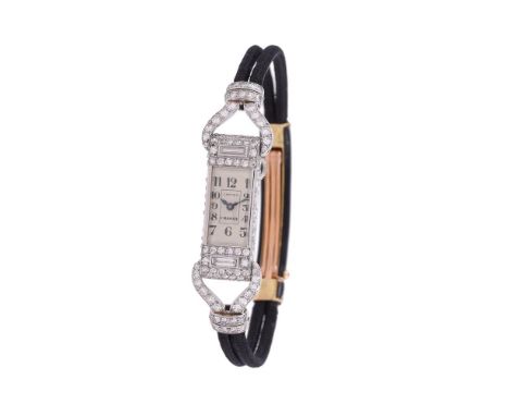 Cartier, a lady's white gold and diamond cocktail watch, no. 25558 32456 1586, circa 1920, European Watch And Clock Co. Ltd. 