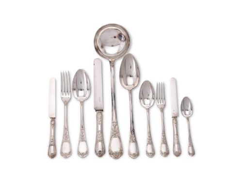 A French silver table service for twelve place settings by Emile Puiforcat, Paris, 1838-1972 1st standard (.950 standard), ci