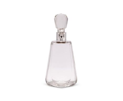 A large silver mounted lockable glass decanter and stopper by Hukin & Heath Ltd, Birmingham 1913, the hasp fitting into the m