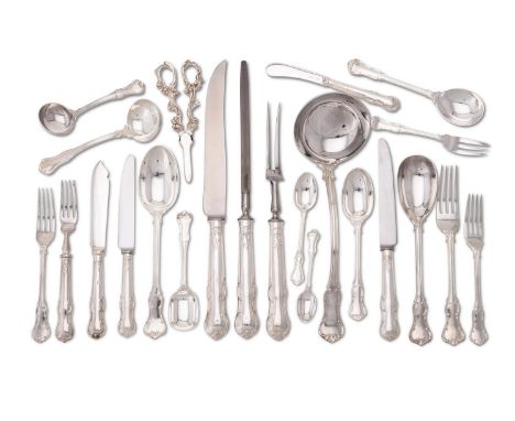 A matched silver King's variant pattern part table service by C. J. Vander Ltd., London 1989 and 2000 comprising:Fourteen tab