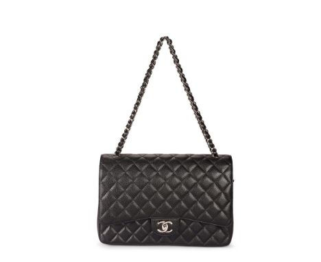 Chanel, Maxi Classic, a black caviar flap bag, no. 15986861, circa 2011, with a twin leather and chain shoulder strap, an ext