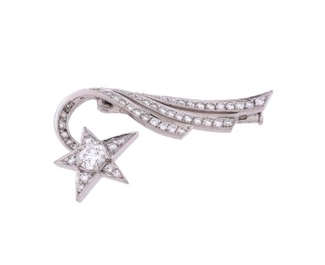 A diamond Comète brooch/pendant by Chanel, the star panel with curved diamond set tail, approximately 0.85 carats total, sign