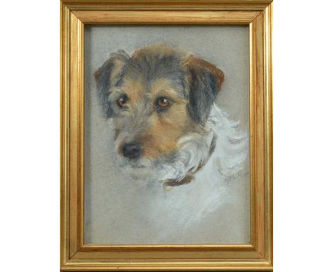 J. Chub (British 20th century), A portrait of a Terrier, pastel on paper, signed to the right and dated 1915, framed and glaz